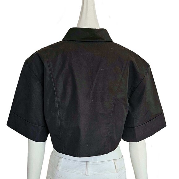 MINJUKIM BLACK CORSET CROPPED SHIRT (40) - Picture 4 of 8